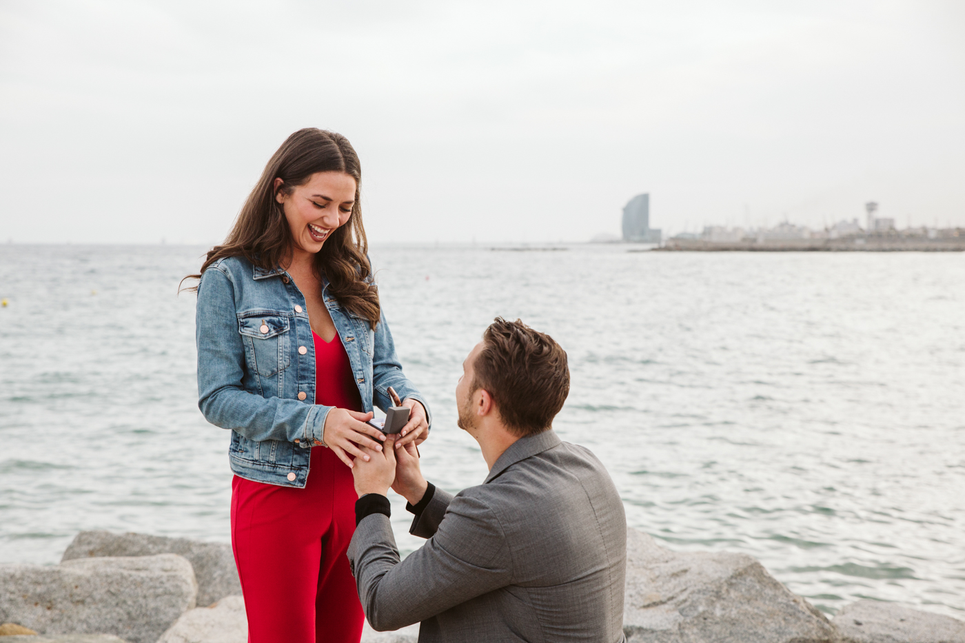 Engagement at the beach in Barcelona