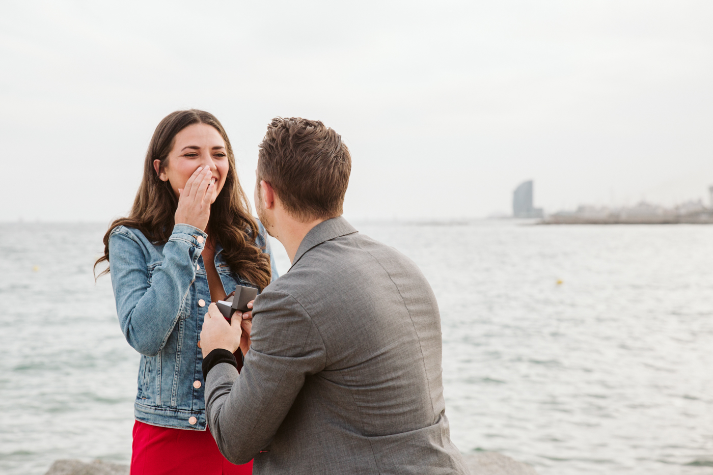 Engagement at the beach in Barcelona